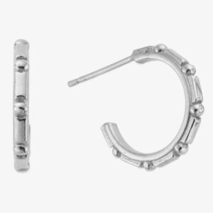 ChloBo Art Deco Silver Bead Hoop Earrings SEH3448