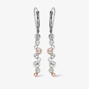 Clogau Celebration Silver 9ct Rose Gold Topaz Circle Dropper Earrings 3SME2