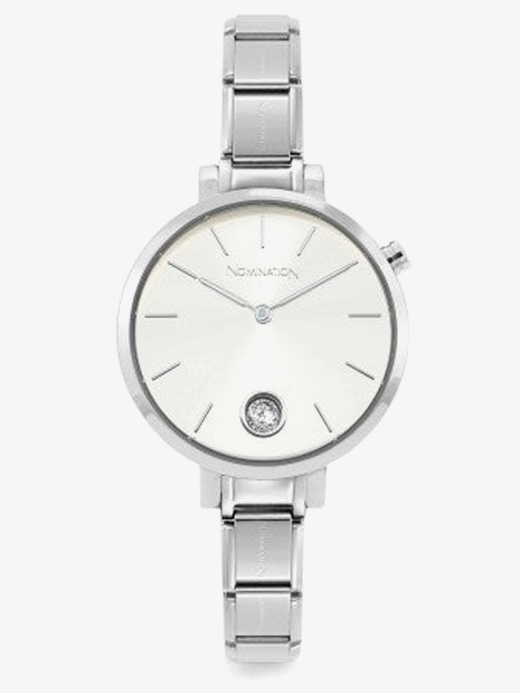 Nomination Women Composable Time Silver Tone Cubic Zirconia Dial Bracelet Watch 076033/017