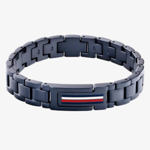 Tommy Hilfiger Mason Mens Stainless Steel Blue Tone Logo Bracelet 2790598