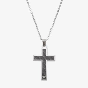 Emporio Armani Black Carbon Fibre Cross Necklace EGS1705040