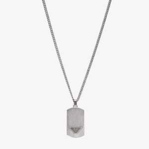 Emporio Armani Mens Silver Dog Tag Necklace EGS3125040