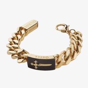 Guess South Alameda Gold Plated Sword Curb Chain Bracelet JUMB04022 YGBK L