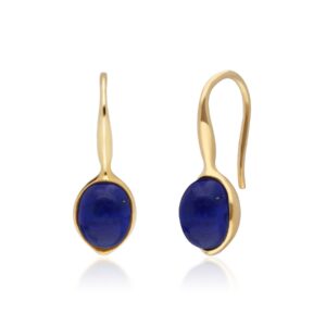 Abnormal B Gem Lapis Lazuli Drop Earrings in Yellow Gold Plated Silver