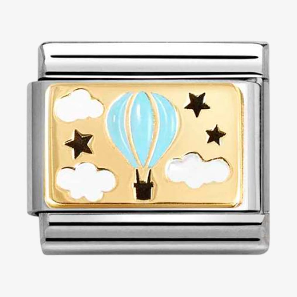 Nomination CLASSIC Stainless Steel 18ct Yellow Gold Blue Hot Hair Balloon Charm 030289/17