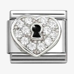 Nomination Stainless Steel & Silver Cubic Zirconia Heart Padlock Charm 330328/09