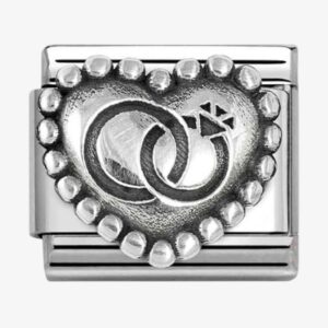 Nomination Stainless Steel & Silver Wedding Rings Bead Heart Charm 330101/90