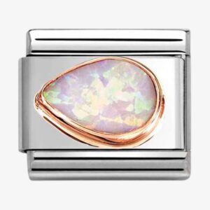 Nomination Stainless Steel 9ct Yellow Gold Pink Opal Left Charm 430513/38