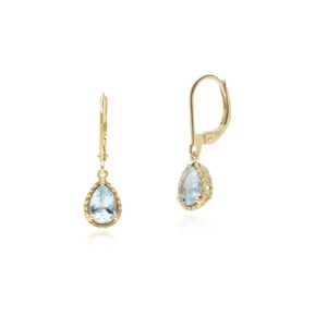 Vintage Pear Aquamarine Grasp Earrings in 9ct Yellow Gold