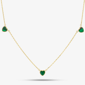 9ct Yellow Gold Malachite Heart Necklace 1.19.1650