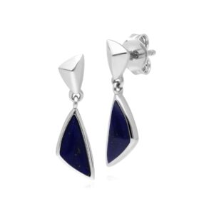 Micro Statement Lapis Lazuli Drop Earrings in Sterling Silver