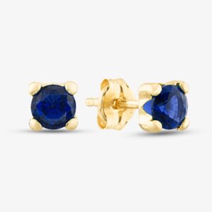 9ct Yellow Gold September Blue Birthstone Stud Earrings 1.59.1857