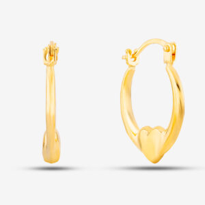 9ct Yellow Gold Heart Creole Earrings UER129Y