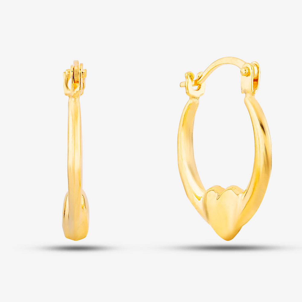 9ct Yellow Gold Heart Creole Earrings UER129Y