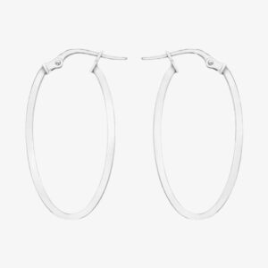 9ct White Gold Oval Creole Hoop Earrings 5.53.3479