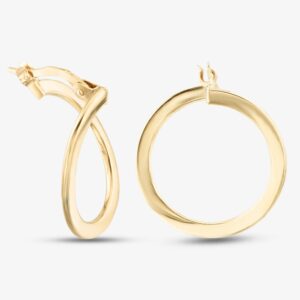 9ct Yellow Gold 15mm Off Set Hoop Earrings ER329