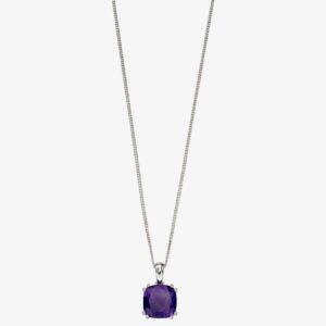 Sterling Silver Amethyst Cushion Cut Pendant Necklace P4860M