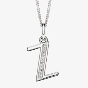 Sterling Silver Cubic Zirconia Initial "Z" Pendant Necklace P4748CZ