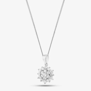 Sterling Silver Cubic Zirconia Huge Spherical Cluster Necklace 247/222 8.13.0034
