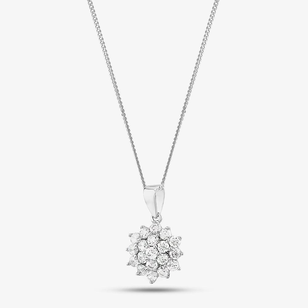 Sterling Silver Cubic Zirconia Huge Spherical Cluster Necklace 247/222 8.13.0034