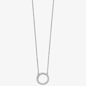 Sterling Silver Cubic Zirconia Pave Open Circle Necklace N4216C