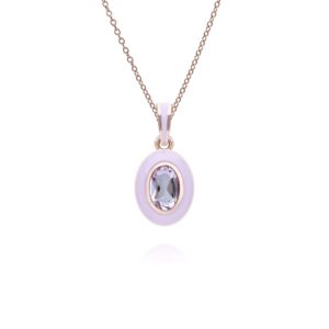 Siberian Waltz Violet Enamel & Pink Amethyst Pendant In 18ct Rose Gold Plated Sterling Silver