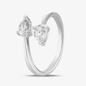 Starbright Silver Pear-Cut Cubic Zirconia Open Ring R699 3A (54)