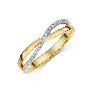 9ct Yellow Gold CZ 2.5mm Crossover Ring