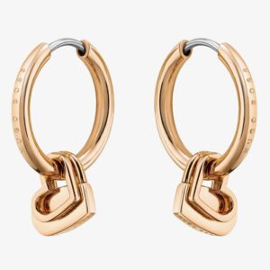 BOSS Soulmate Rose Gold-Tone Hearts Hoop Earrings 1580220