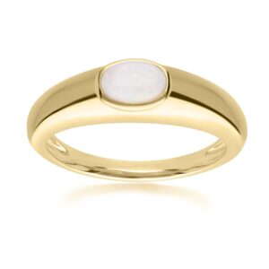 Trendy Vintage Oval Opal Ring in 18ct Gold Plated Silver