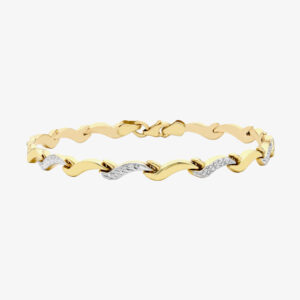 9ct Two-Tone Gold 19cm Diamond-Minimize Wave Bracelet 2.26.8162