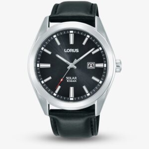 Lorus Mens Sun Flexible Black Leather-based Strap Watch RX339AX9