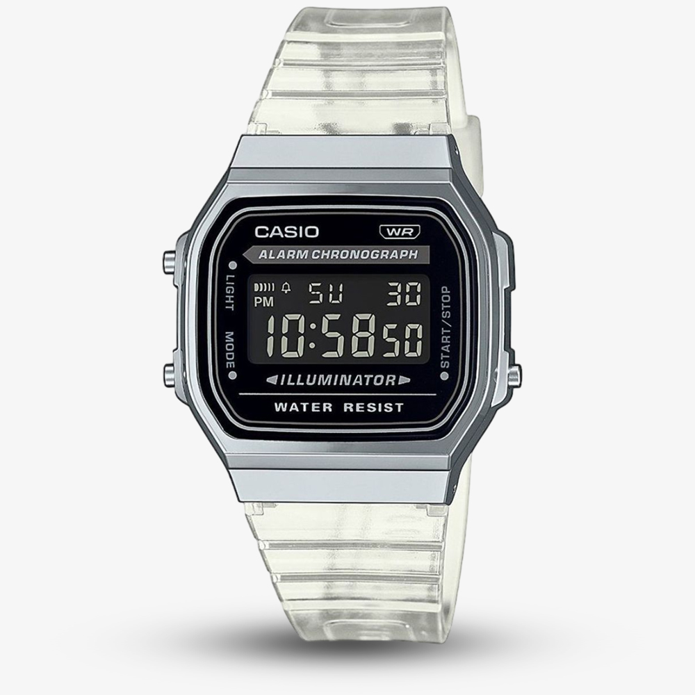 Casio Unisex Transparent Rubber Strap Virtual Watch A168XES-1BEF