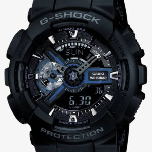Casio G-Shock Classic Dual Display Chronograph Black Plastic Strap Watch GA-110-1BER