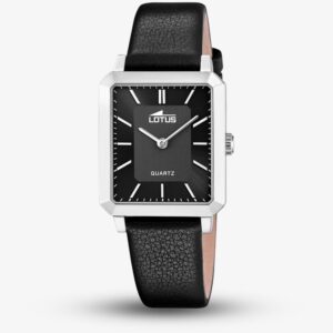 Lotus Women Black Sq. Leather-based Strap Watch L18987/4