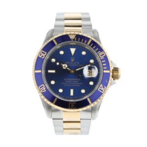 Pre-Owned Rolex Submariner Stainless Metal and Gold Blue Dial 1993
