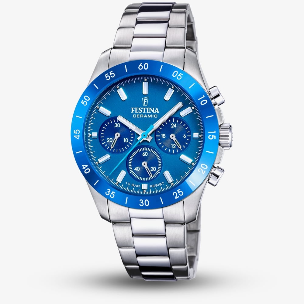 Festina Girls Blue Ceramic Chronograph Watch F20693/4