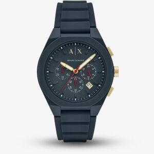 Armani Exchange Mens Rafael Navy Chronograph Plastic Strap Watch AX4168