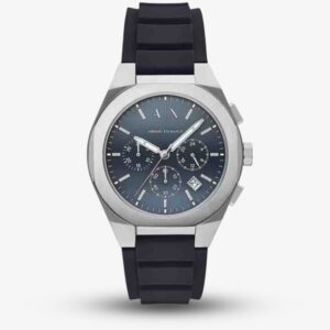 Armani Exchange Mens Rafael Navy Chronograph Rubber Strap Watch AX4185