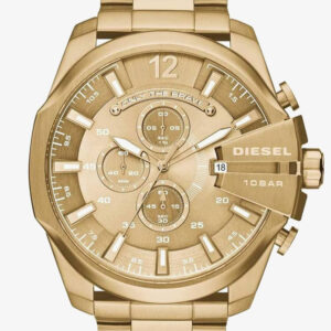 Diesel Mens Mega Leader Chronograph Dial Gold Plated Bracelet Watch DZ4360