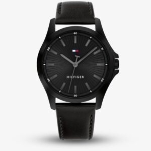 Tommy Hilfiger Mens Bruce Black Leather Strap Watch 1792190