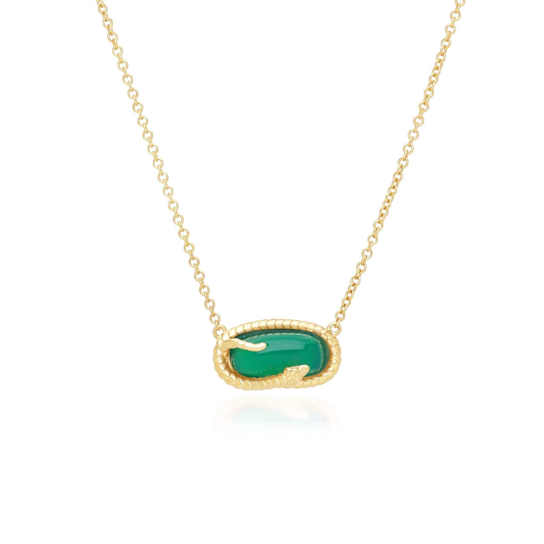 ECFEW™ Chalcedony Snake Pendant Necklace in Gold Plated Sterling Silver