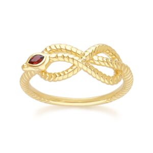 ECFEW™ Garnet Winding Snake Ring in Gold Plated Sterling Silver