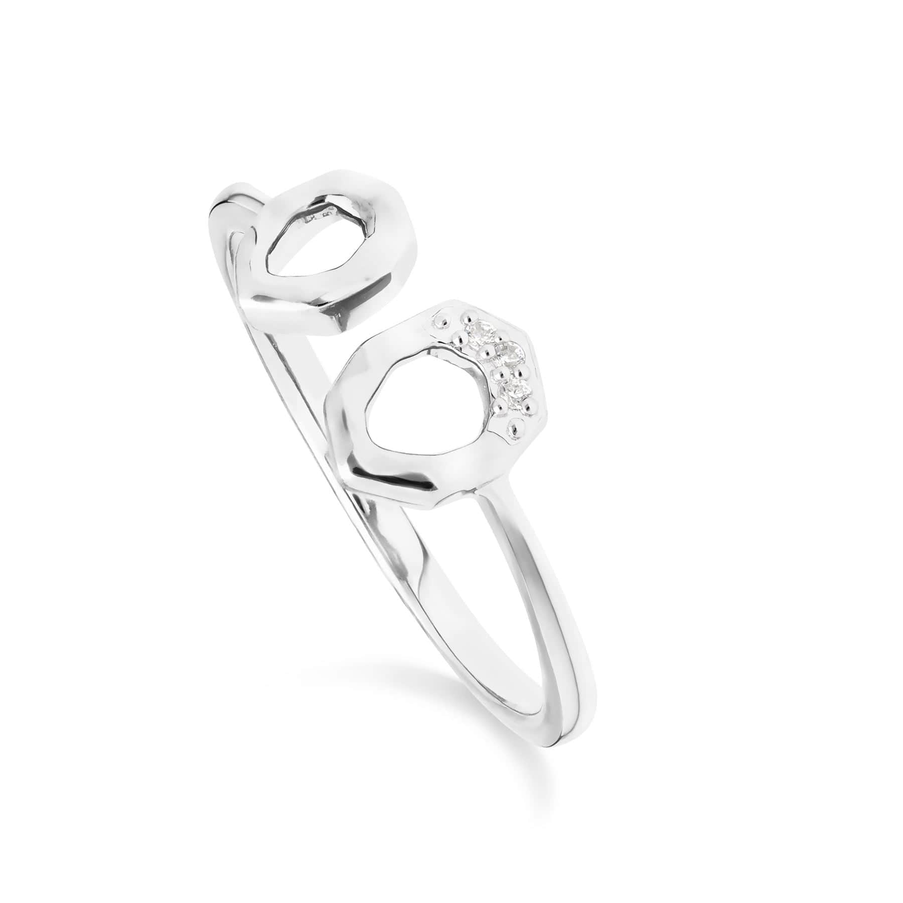 Diamond Asymmetric Open Ring in 9ct White Gold