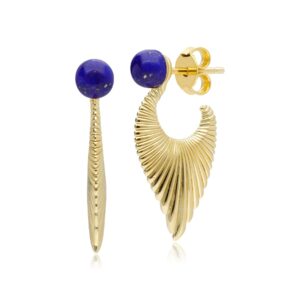 Caruso Lapis Lazuli Fan Drop Earrings in Gold Plated Sterling Silver