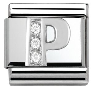 Nomination Silver Cubic Zirconia Letter Charm – P