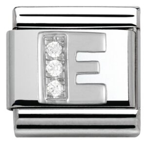Nomination Silver Cubic Zirconia Letter Attraction – E