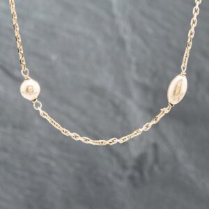 Pre-Owned 9ct Yellow Gold Oval & Round Beads Featured 35 Inch Trace Chain 41041307