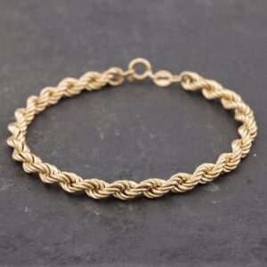 Pre-Owned 9ct Yellow Gold 7 Inch Rope Chain Bracelet 41061217