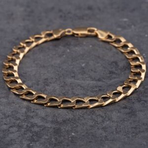Pre-Owned 9ct Yellow Gold Square 8 Inch Curb Chain Bracelet 41081110
